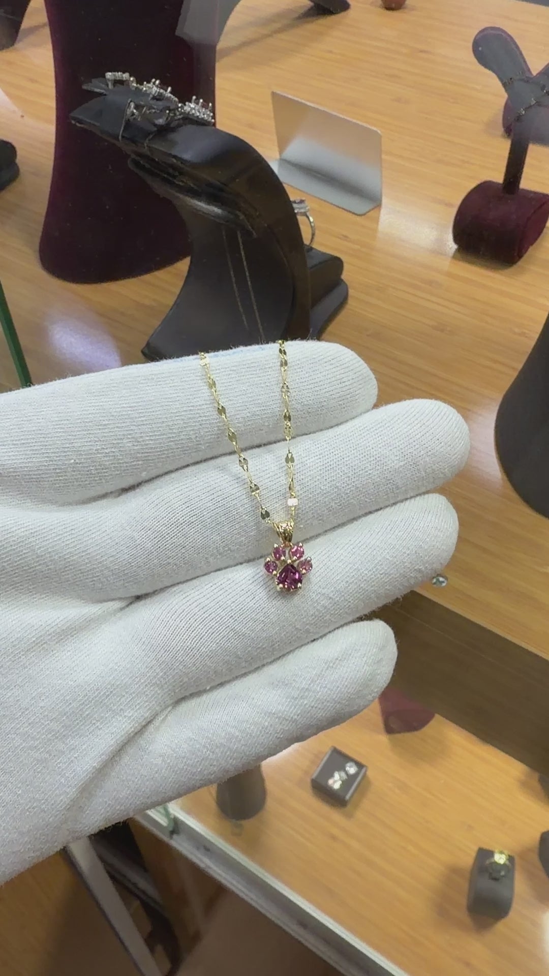 Pembe Taşlı Pati Kolye